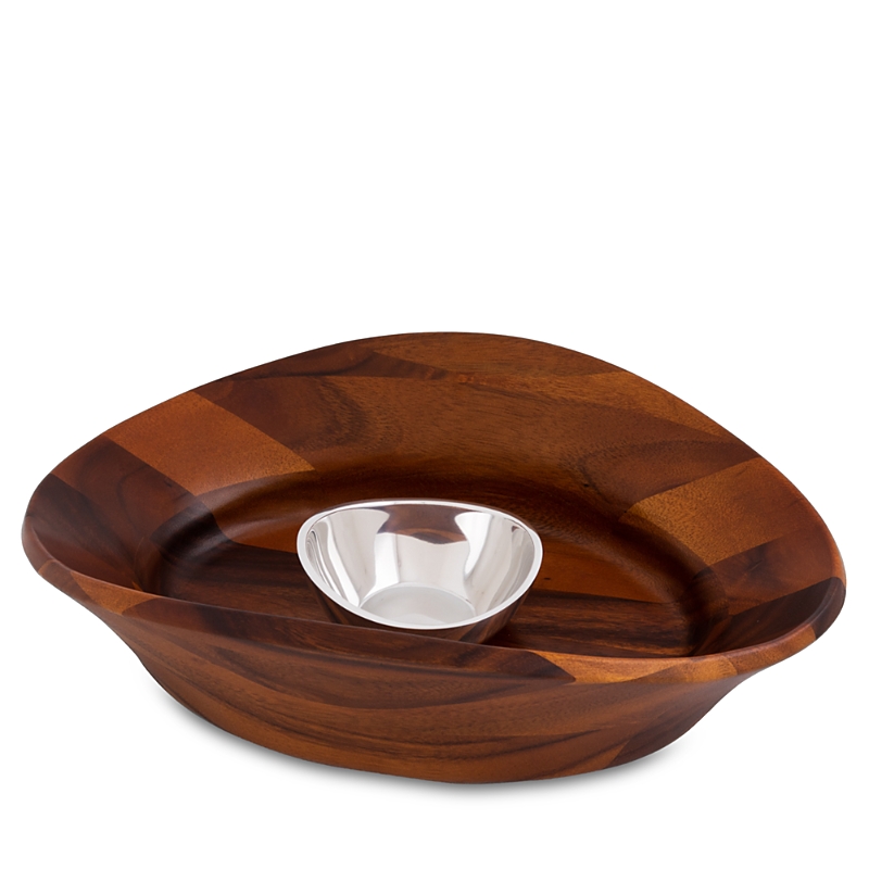 Nambe Ripple Chip And Dip In Brown