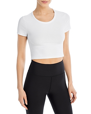 Shop Beyond Yoga Featherweight Perspective Cropped Tee In Cloud White