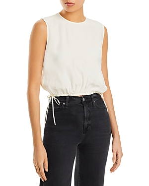 Atm Anthony Thomas Melillo Silk Sleeveless Tie-waist Crop Top In Chalk
