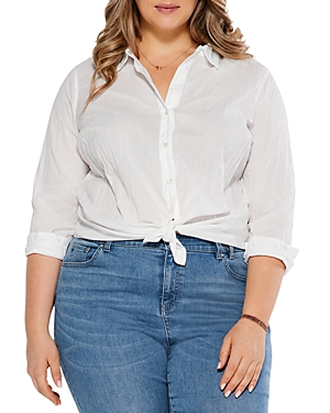 Shop Nic+zoe Plus Crinkle Shirt In Paper White