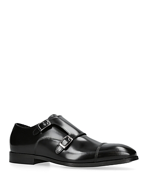 Kurt Geiger London Hunter Cap Toe Double Monk Strap Shoe In Black