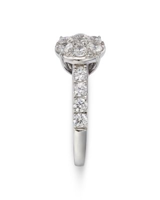 Diamond Cluster Ring in 14K White Gold, 1.60 tcw 