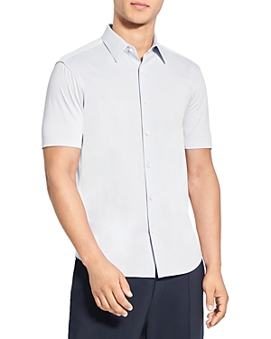 Shop Theory Irving Slim Fit Short Sleeve Shirt In Olympic
