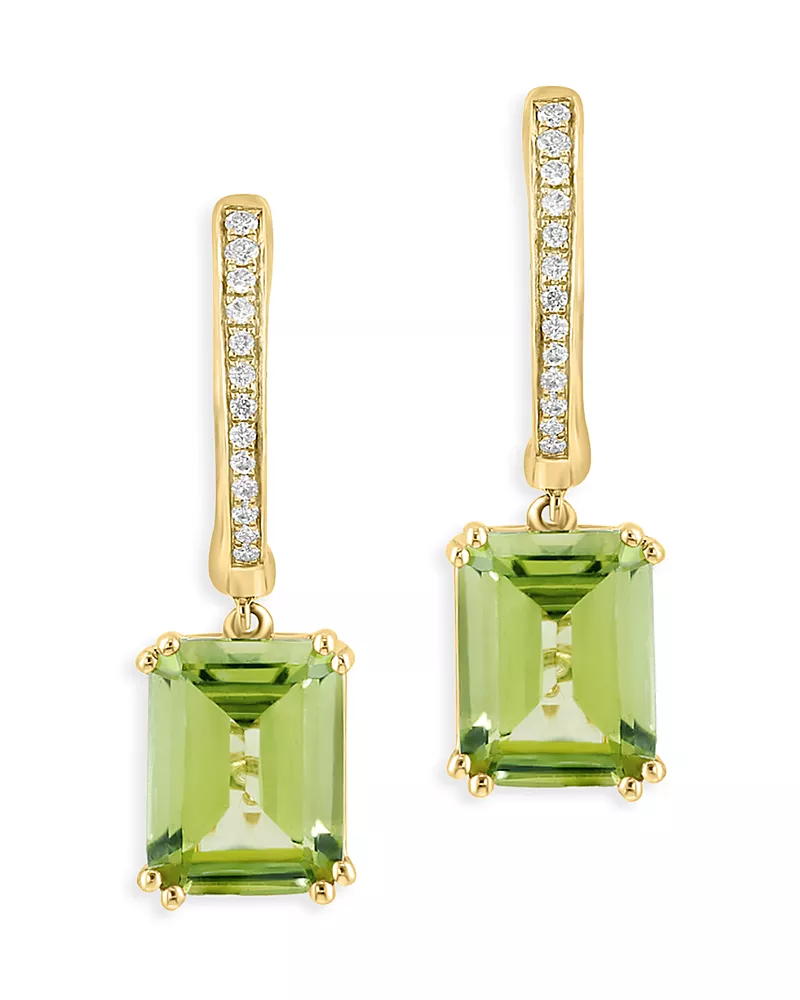 Bloomingdale's Fine Collection Peridot & Diamond Accent Drop Earrings in 14K Yellow Gold