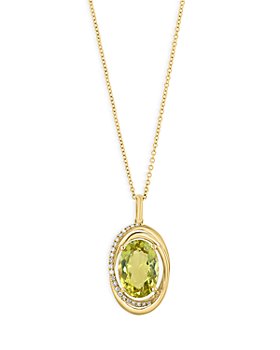 Bloomingdale's - Lemon Quartz & Diamond Accent Pendant Necklace 14K Yellow Gold, 16-18" - 100% Exclusive