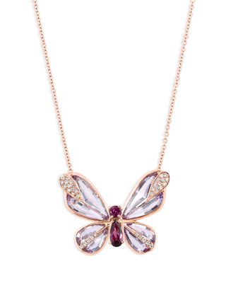 Rose Gold Amethyst Butterfly Necklace newest