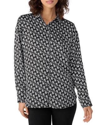 KARL LAGERFELD PARIS Monogram Long Sleeve Blouse | Bloomingdale's