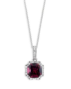 Bloomingdale's - Rhodolite & Diamond Halo Pendant Necklace in 14K White Gold, 16-18" - 100% Exclusive