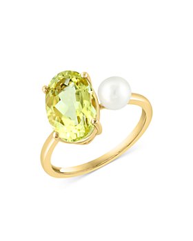 Bloomingdale's - Lemon Quartz & Cultured Freshwater Pearl Two Stone Ring in 14K Yellow Gold - 100% Exclusive