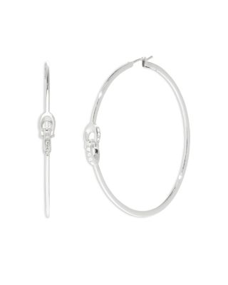 COACH - Interlocking Pav&eacute; Logo Hoop Earrings