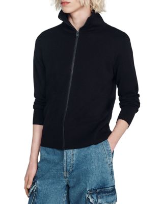 Zip Front Wool Cardigan