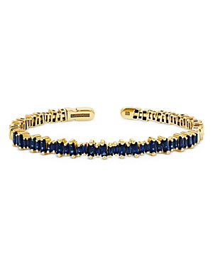 Suzanne Kalan 18k Yellow Gold Fireworks Blue Sapphire Cuff Bracelet In Blue/gold