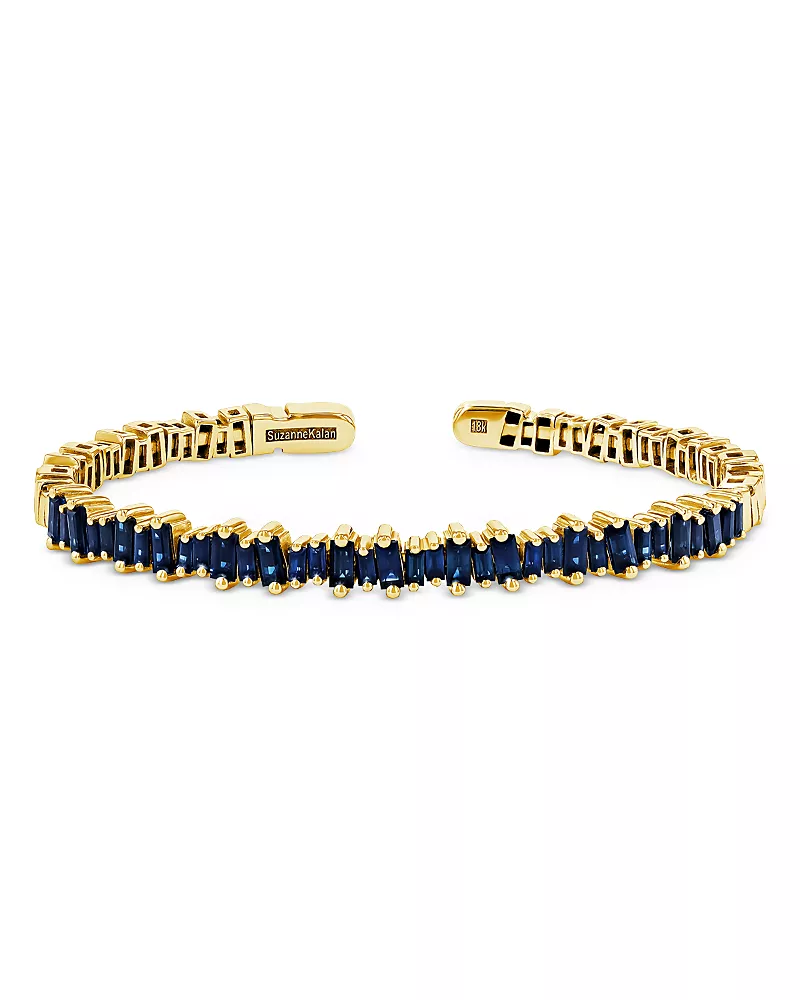 Suzanne Kalan 18K Yellow Gold Fireworks Blue Sapphire Cuff Bracelet
