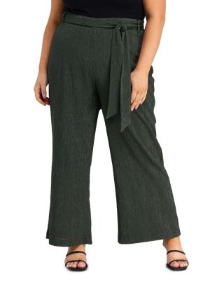 Estelle Plus Malo Belted Wide Leg Pants In Sage