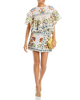 FARM Rio - Summer Garden Clip Dot Blouse & Summer Garden Mini Skirt