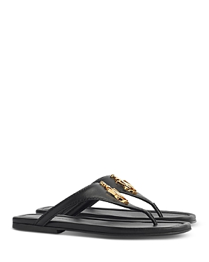 Jw Anderson 10mm Anchor Leather Thong Sandals In Black