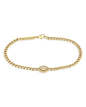 Zoë Chicco 14k Yellow Gold Small Curb Chain Marquise Diamond Halo Bracelet