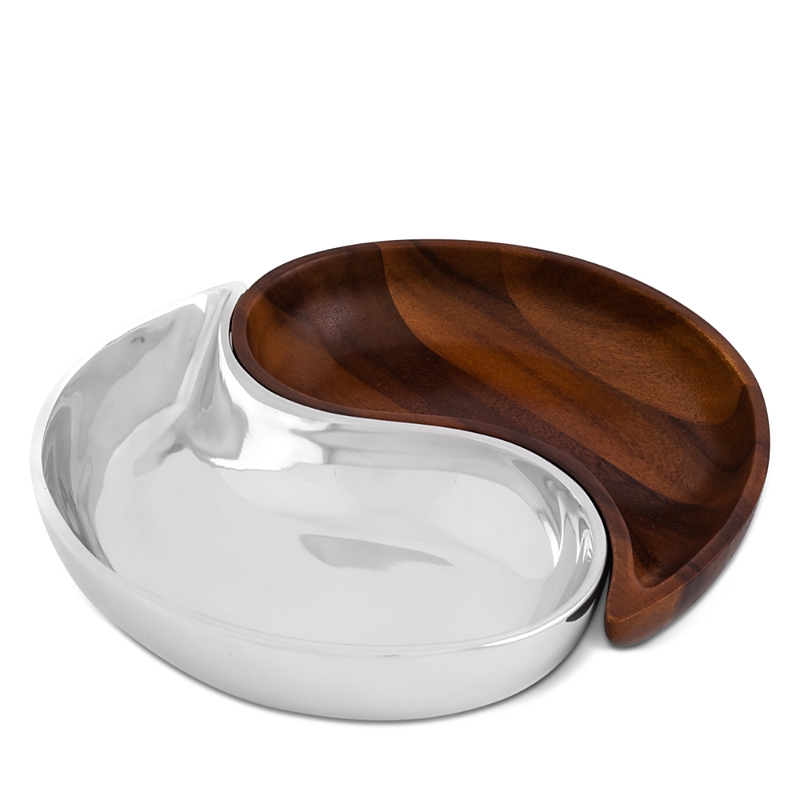 Nambe Yin Yang Divided Server Set In Brown