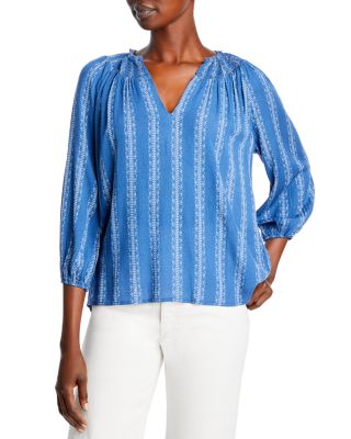 B Collection By Bobeau Three Quarter Sleeve Smocked Collar Top ...