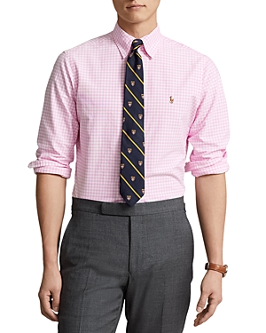 Shop Polo Ralph Lauren Cotton Classic Fit Gingham Oxford Shirt In Pink/white