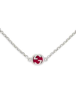 Sterling Silver Interlocking G Multicolor Strand Necklace, 16.5"-17.7"