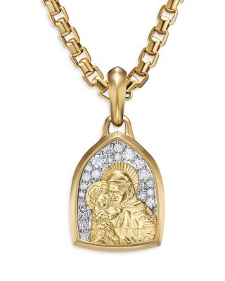 18K Yellow Gold St. Anthony Amulet with Pav&eacute; Diamonds