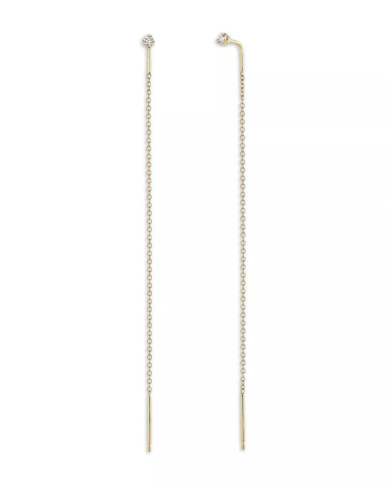 Zoe Chicco 14K Yellow Gold Diamond (0.06 tcw) Prong Threader Earrings