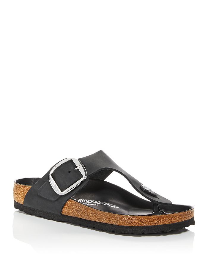 Shop Birkenstock Women's Gizeh Big Buckle Thong Sandals In Oiled Nubuck Black