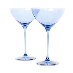 Shop Estelle Colored Glass Martini Glasses, Set Of 2 In Cobalt Blue