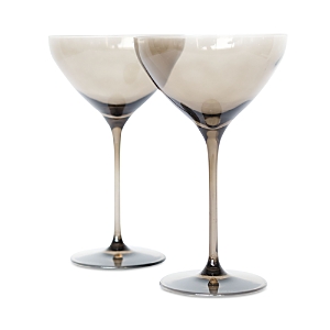 Shop Estelle Colored Glass Martini Glasses, Set Of 2 In Gray Smoke
