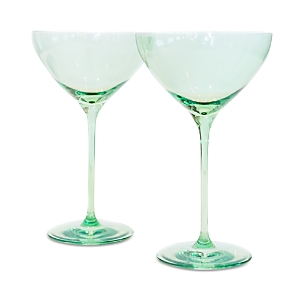 Shop Estelle Colored Glass Martini Glasses, Set Of 2 In Mint Green