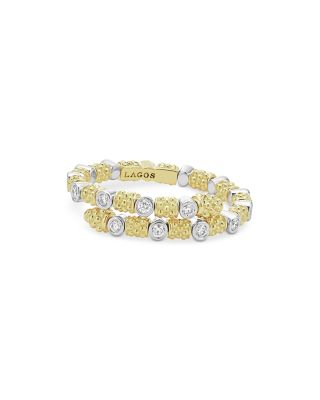 18K White & Yellow Gold Signature Caviar Diamond Coil Ring