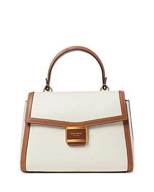 Shop Kate Spade New York Katy Medium Colorblocked Leather Top Handle Bag In Halo White