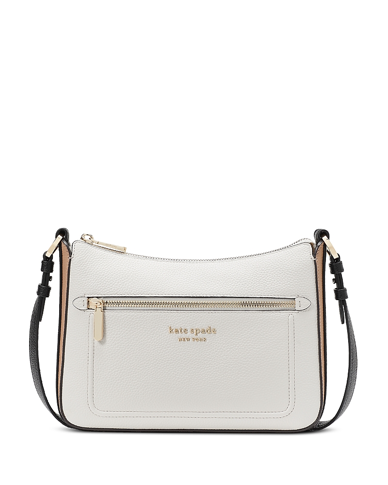 Kate Spade Hudson Medium Colorblock Pebbled Leather Crossbody Bag In Parchment