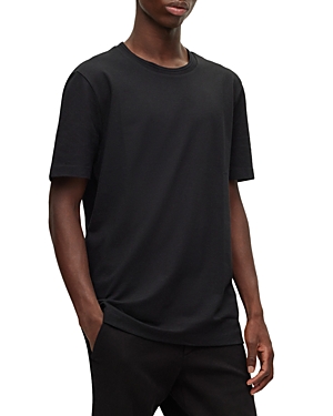 Hugo Boss Tiburt Regular Fit Textured Short Sleeve Tee In Black