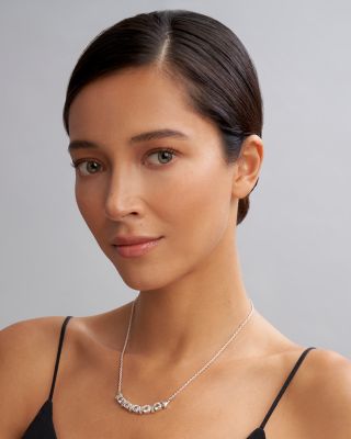 Sterling Silver & 18K Yellow Gold Rittenhouse White Topaz Station Pendant Necklace, 16"-18"