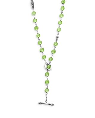 Sterling Silver Caviar Peridot Bead Station Necklace, 34"