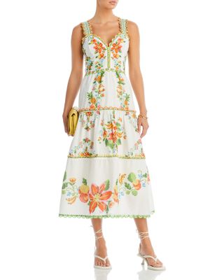 FARM Rio Cotton Mixed Tropical Midi Dress | Bloomingdale's