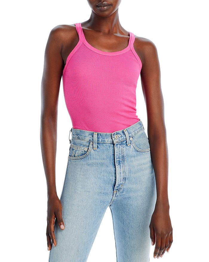 Re/done Ribbed Tank In Fuchsia