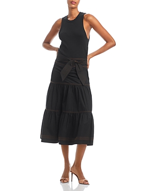 Shop Veronica Beard Austyn Belted Midi Dress In Black