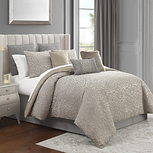 Waterford Carrick 6 Piece Comforter Set, King In Silver/gold