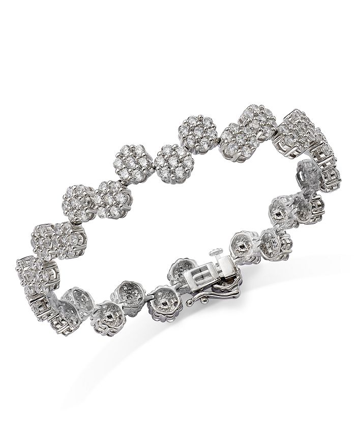 Bloomingdale's - Diamond Flower Cluster Tennis Bracelet in 14K White Gold, 10.00 ct. t.w. - 100% Exclusive