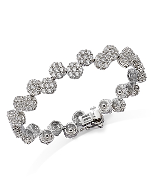 Bloomingdale's Diamond Flower Cluster Tennis Bracelet In 14k White Gold, 10.00 Ct. T.w. - 100% Exclusive