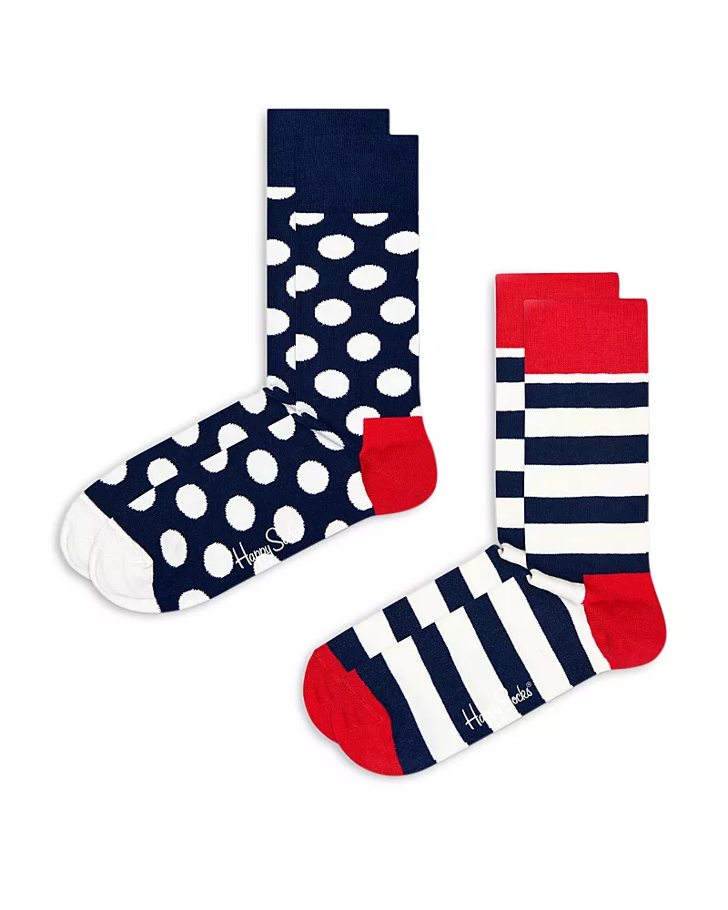 Happy Socks Classic Cotton Blend Crew Socks, Pack of 2