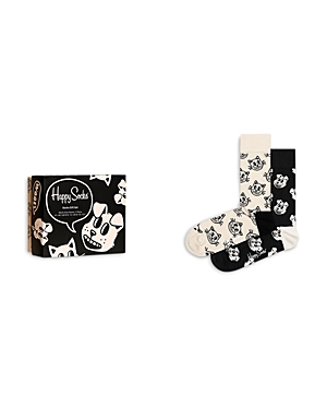 Shop Happy Socks Pets Cotton Blend Crew Socks Gift Box, Pack Of 2 In Black