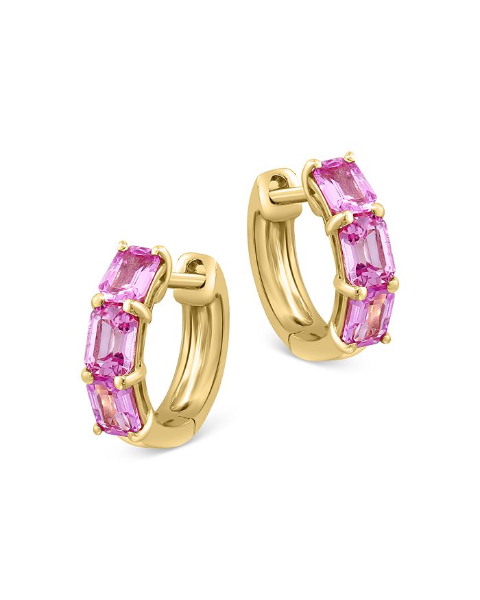 Bloomingdale's - Pink Sapphire Huggie Hoop Earrings in 14K Yellow Gold-100% Exclusive