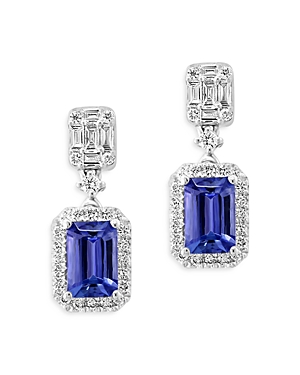 Bloomingdale's Tanzanite & Diamond Drop Earrings In 14k White Gold - 100% Exclusive In Blue/white