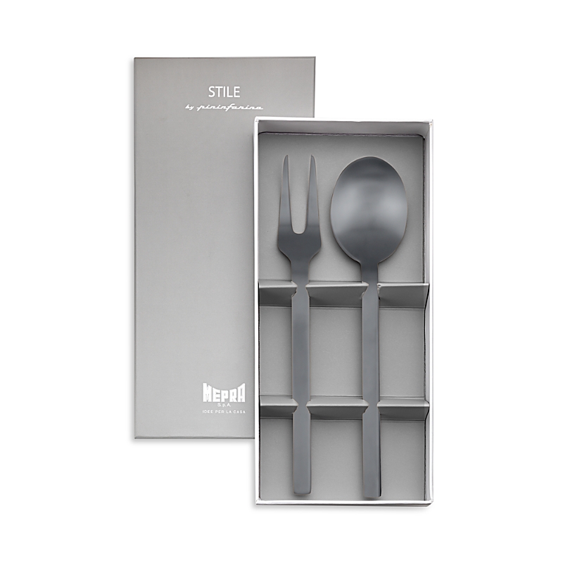 Mepra Stile Ice Nero 2-piece Serving Set In Silver