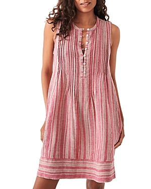 Faherty Isha Stripe Sleeveless Linen Blend Dress In Granita Stripe