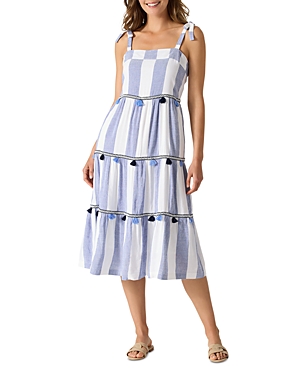 Tommy Bahama St. Lucia Rugby Stripe Midi Dress In White